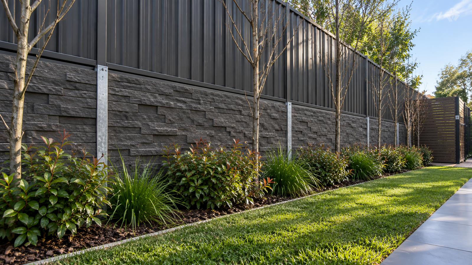 Close view of Blackleaf patterned concrete sleepers