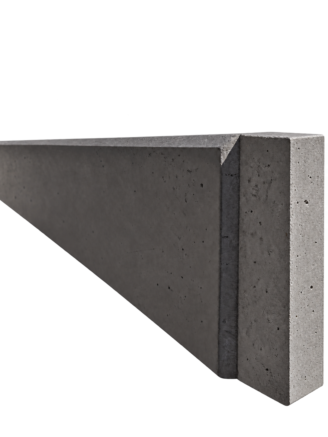 Close view of the under-fence plinth end and rebate