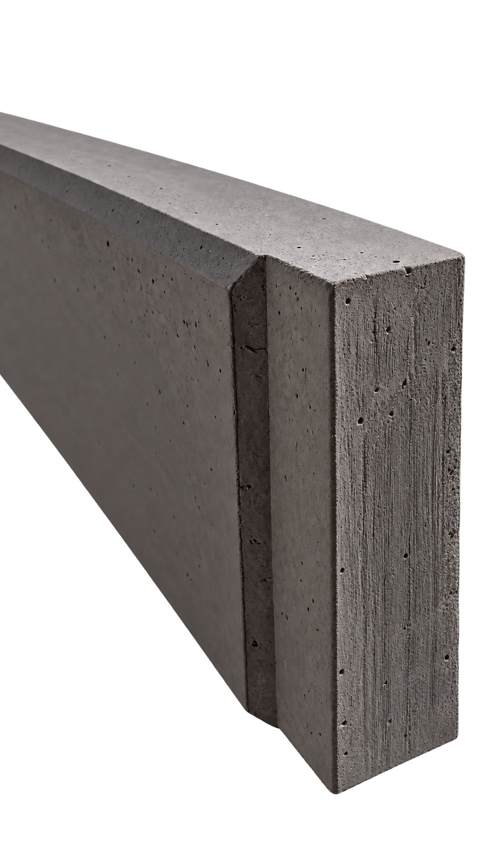 Under-fence plinth angled view of the rebated end